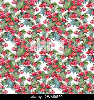 Aquarell nahtlose Kunst abutilon Blumen. Nahtloses Muster, digitales Papier, Stoffdesign, Oberflächendesign Stockfoto