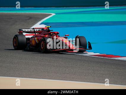 23. Februar 2024, Bahrain International Circuit, Sakhir, Formel-1-Testfahrten in Bahrain 2023, im Bild Carlos Sainz Jr. (ESP), Scuderia Ferrari Stockfoto