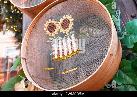 Dekoriertes traditionelles handgefertigtes Strickdesign Stockfoto
