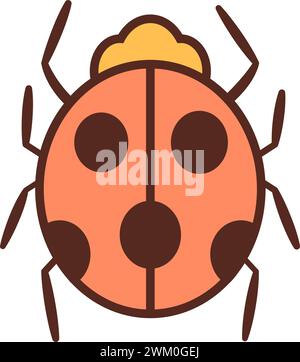 Niedlicher Marienkäfer oder Marienkäfer, einfaches flaches Design. Einfach Gezeichnet. Retro-Art Insekt, Käfer Clipart isoliert auf weißem Hintergrund. Perfekt für Poster Karte Einladung T-Shirt Vektor Illustration Stock Vektor