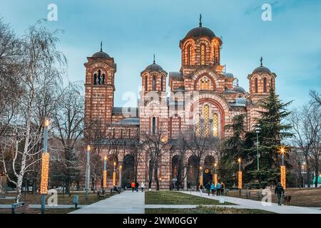 06 Januar 2024, Belgrad, Serbien: Die orthodoxe Kirche in Belgrad ist ein dauerhaftes Symbol für Serbiens reiches religiöses Erbe und Architektur Stockfoto