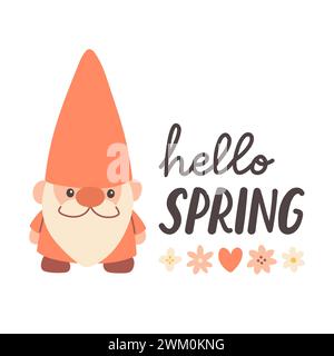 Hallo Frühlingszitate. Handgezeichnetes Design mit Blumenmuster im Frühling. Positive Sätze für Aufkleber, Postkarten oder Poster Stock Vektor