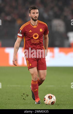 Bryan Cristante von AS Roma während des Europa League-Fußballspiels zwischen AS Roma und Feyenoord im Olimpico-Stadion in Rom (Italien), 22. Februar 2024. Stockfoto