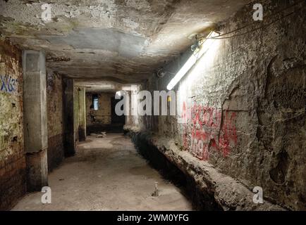 Das Innere des Govanhill Baths Swimmingpools während der Renovierungsarbeiten im Süden von Glasgow 2023 Stockfoto