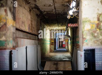 Das Innere des Govanhill Baths Swimmingpools während der Renovierungsarbeiten im Süden von Glasgow 2023 Stockfoto