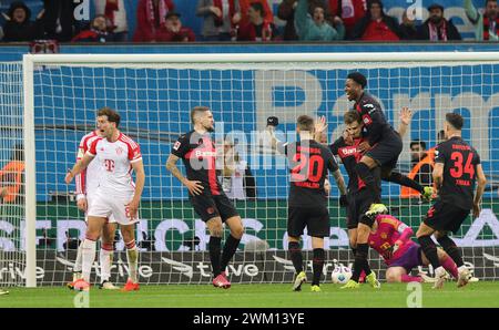 Leverkusen, Deutschland. Februar 2024. firo: 10.02.2024, Fußball, 1. Bundesliga, 1. Liga, Saison 2023/2024, Bayer 04 Leverkusen - FC Bayern München Jubilation 1-0 für Leverkusen, STANISIC/dpa/Alamy Live News Stockfoto