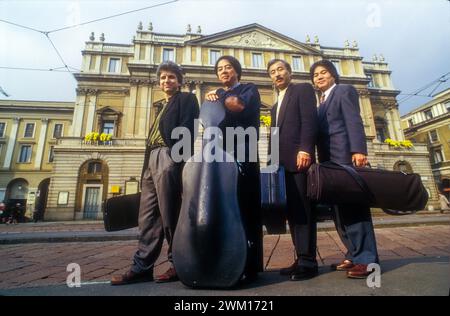 3831190 Tokyo Streichquartett; (add.info.: Mailand, 1993. Tokyo String Quartet vor La Scala Theater / Mailand, 1993. IL Tokyo String Quartet davanti al Teatro alla Scala); © Marcello Mencarini. Alle Rechte vorbehalten 2024. Stockfoto