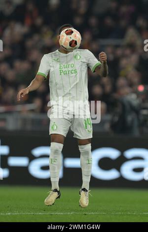 Roma, Italien. Februar 2024. Foto Alfredo Falcone/LaPresse 22. Februar 2023 - Roma, Italia - Sport, calcio - Roma vs Feyenoord - UEFA Europa League 2023-2024 - Stadio Olimpico di Roma. Nella foto:Igor Paixao (Feyenoord) Foto Alfredo Falcone/LaPresse 22. Februar 2023 Rom, Italien - Sport, Fußball - Roma vs Feyenoord - UEFA Europe League 2023-2024 - Olympiastadion în Rom. Im Bild: Igor Paixao (Feyenoord) Credit: LaPresse/Alamy Live News Stockfoto