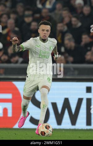 Roma, Italien. Februar 2024. Foto Alfredo Falcone/LaPresse 22. Februar 2023 - Roma, Italia - Sport, calcio - Roma vs Feyenoord - UEFA Europa League 2023-2024 - Stadio Olimpico di Roma. Nella foto:Quilindschy Hartman (Feyenoord) Foto Alfredo Falcone/LaPresse 22. Februar 2023 Rom, Italien - Sport, Fußball - Roma vs Feyenoord - UEFA Europe League 2023-2024 - Olympisches Stadion în Rom. Im Bild: Quilindschy Hartman (Feyenoord) Credit: LaPresse/Alamy Live News Stockfoto