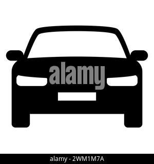 Auto - Schwarz-weiß-Vektor-Silhouette Illustration des Vorderansicht-Kfz-Kraftfahrzeugs, isoliert auf weiß Stock Vektor