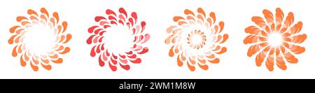 Schöne abstrakte Blumen Vektor. Kreise mit Rastereffekt in flacher Form. Stock Vektor