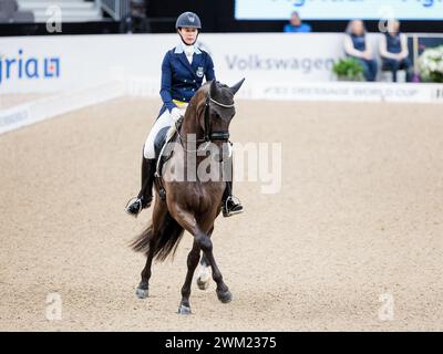 Maria von Essen aus Schweden mit Rechnung während des FEI Dressage World Cup™ Grand Prix präsentiert von Agria auf der Göteborg Horse Show am 23. Februar 2024 in Skandinavium, Schweden (Foto: Maxime David - MXIMD Pictures) Stockfoto