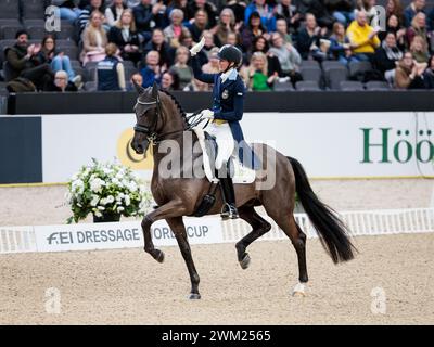 Maria von Essen aus Schweden mit Rechnung während des FEI Dressage World Cup™ Grand Prix präsentiert von Agria auf der Göteborg Horse Show am 23. Februar 2024 in Skandinavium, Schweden (Foto: Maxime David - MXIMD Pictures) Stockfoto