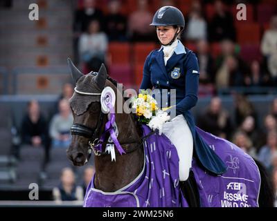 Maria von Essen aus Schweden mit Rechnung während des FEI Dressage World Cup™ Grand Prix präsentiert von Agria auf der Göteborg Horse Show am 23. Februar 2024 in Skandinavium, Schweden (Foto: Maxime David - MXIMD Pictures) Stockfoto