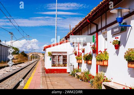 Bahnhof Mave. Santa María de Mave, Aguilar de Campoo, Palencia, Castilla y León, Spanien, Europa Stockfoto