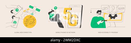 Globale Netzwerkkommunikation abstrakte Konzept Vektor Illustrationen. Stock Vektor