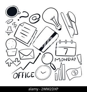 Büro Doodle Vektor Illustration Icon Büro Schreibwaren Icon Scribble Zeichnung Stock Vektor