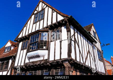 Tudor-Architektur. Gert und Henrys Pub im Shambles. York, North Yorkshire, Yorkshire und The Humber, England, Vereinigtes Königreich, Europa Stockfoto