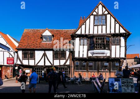 Tudor-Architektur. Gert und Henrys Pub im Shambles. York, North Yorkshire, Yorkshire und The Humber, England, Vereinigtes Königreich, Europa Stockfoto