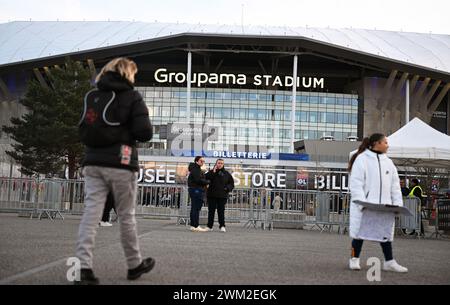 Lyon, Frankreich. Februar 2024. Fußball: Nationalmannschaft, Frauen, Olympische Spiele, Frankreich - Deutschland, Play-off-Runde, Halbfinale, Groupama Stadium. Blick auf das Stadion. Quelle: Sebastian Christoph Gollnow/dpa/Alamy Live News Stockfoto