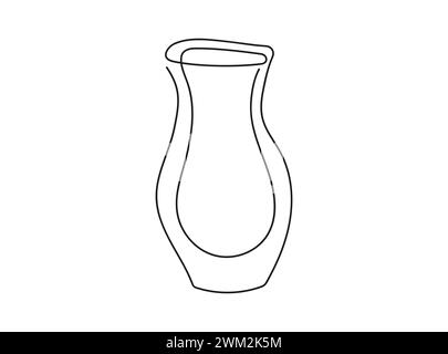 Durchgehende, einzeilige Zeichnung der Blumenvase. Strichgrafik. Isoliert auf weißem Hintergrund Konzept der Inneneinrichtung, Minimalismus. Designelement für Druck, Postkarte, Scrapbooking, Malbuch Stock Vektor
