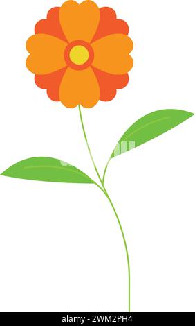 Orange Blume flache Ikone, Pflanze und Natur, Kamillenzeichen, ein farbenfrohes Muster Stock Vektor