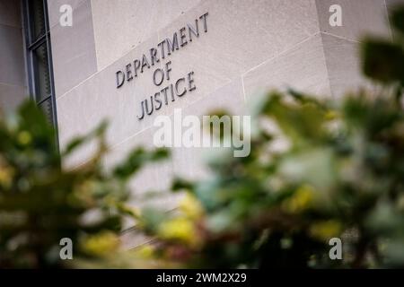 Washington, Usa. Februar 2024. Das Hauptquartier des Justizministeriums ist am 23. Februar 2024 in Washington, DC (Foto: Samuel Corum/SIPA USA) zu sehen (Foto: SIPA USA/Alamy Live News) Stockfoto