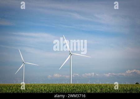 Windturbinen über Corn Field, Remington, IN, USA Stockfoto