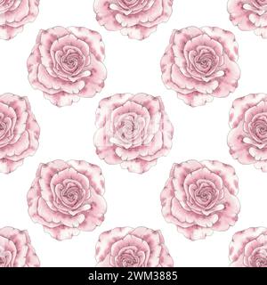 Nahtloses Muster Aquarell Blume rosa Vintage Handzeichnung Illustration im botanischen Stile. Kunstdruck zum Design von Hochzeits-Textilien und Tapeten Stockfoto
