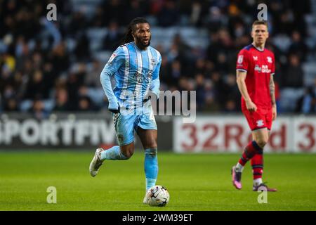 Coventry, Großbritannien. Februar 2024. Kasey Palmer von Coventry City in Aktion während des Sky Bet Championship Matches Coventry City gegen Preston North End in Coventry Building Society Arena, Coventry, Großbritannien, 23. Februar 2024 (Foto: Gareth Evans/News Images) in Coventry, Großbritannien am 23. Februar 2024. (Foto: Gareth Evans/News Images/SIPA USA) Credit: SIPA USA/Alamy Live News Stockfoto