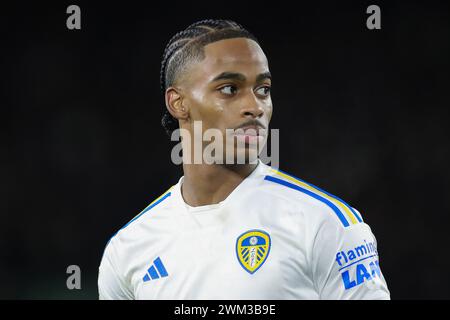 Leeds, Großbritannien. Februar 2024. Crysencio Summerville von Leeds United während des Sky Bet Championship Matches Leeds United gegen Leicester City in der Elland Road, Leeds, Großbritannien, 23. Februar 2024 (Foto: James Heaton/News Images) in Leeds, Großbritannien am 23. Februar 2024. (Foto: James Heaton/News Images/SIPA USA) Credit: SIPA USA/Alamy Live News Stockfoto