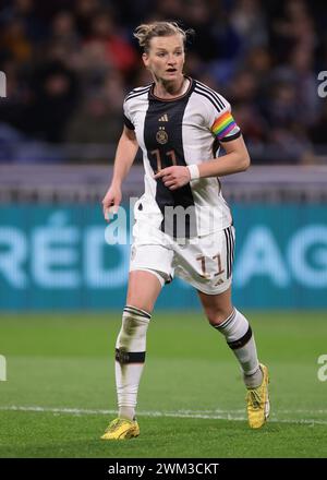 Decines-Charpieu, Frankreich. Februar 2024. Alexandra Popp aus Deutschland beim Spiel der UEFA Women's Nations League im OL Stadium, Lyon. Der Bildnachweis sollte lauten: Jonathan Moscrop/Sportimage Credit: Sportimage Ltd/Alamy Live News Stockfoto