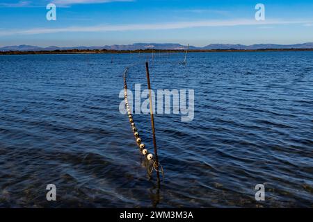 Filet sur l étang de Canet en Roussillon Stockfoto