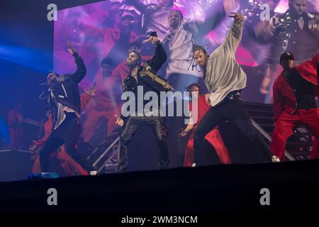 Oslo, Norwegen 23. Februar 2024 Jason Derulo Musikkünstler, Tänzer tritt im Rahmen seiner Konzerttournee 2024 im Oslo Spektrum in Oslo, Norwegen auf die Bühne Stockfoto