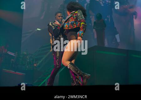 Oslo, Norwegen 23. Februar 2024 Jason Derulo Musikkünstler, Tänzer tritt im Rahmen seiner Konzerttournee 2024 im Oslo Spektrum in Oslo, Norwegen auf die Bühne Stockfoto