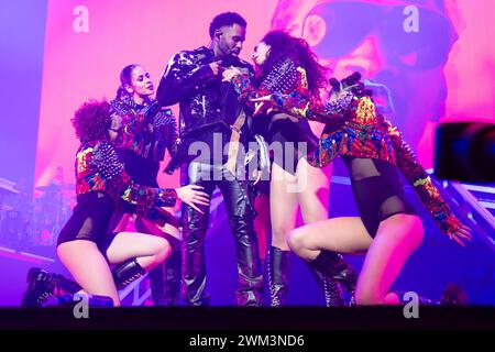 Oslo, Norwegen 23. Februar 2024 Jason Derulo Musikkünstler, Tänzer tritt im Rahmen seiner Konzerttournee 2024 im Oslo Spektrum in Oslo, Norwegen auf die Bühne Stockfoto