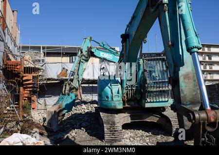 Ein Bagger von Kobelco Construction Machinery. Stockfoto