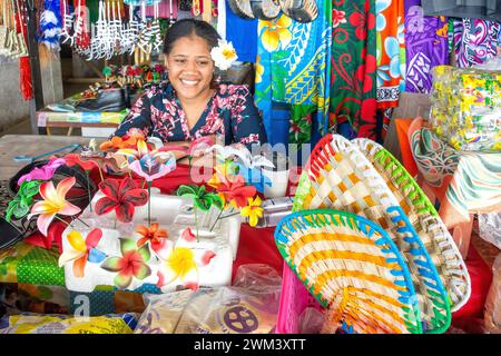 Obst- und Gemüsestände am Suva Municipal Market, Fugalei Street, Apia, Upolu Island, Samoa Stockfoto