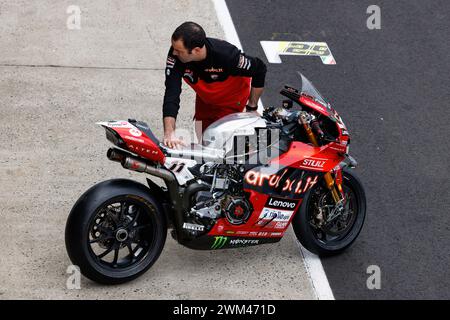 Phillip Island Grand Prix Circuit, 24. Februar 2024: Nicolo Bulega (ITA) Ducati Panigale V4R von Aruba. IT Racing Ducati im Tissot Superpole während der Superbike-Weltmeisterschaft 2024. Corleve/Alamy Live News Stockfoto