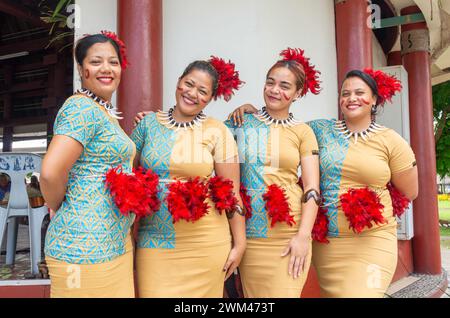 Junge Tänzerinnen im Samoa Cultural Village, Beach Road, Apia, Upolu Island, Samoa Stockfoto