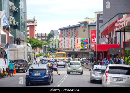 Scott Street in der Innenstadt, Suva, Viti Levu, Republik Fidschi Stockfoto