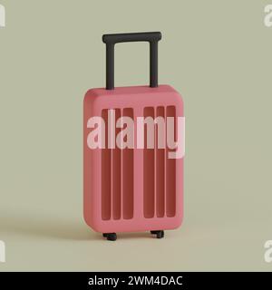 3D gerenderter rosafarbener Koffer, perfekt für Urlaubs-Design-Projekte Stockfoto