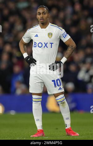 Leeds, Großbritannien. Februar 2024. Crysencio Summerville von Leeds United während des Sky Bet Championship Matches Leeds United gegen Leicester City in der Elland Road, Leeds, Großbritannien, 23. Februar 2024 (Foto: James Heaton/News Images) in Leeds, Großbritannien am 23. Februar 2024. (Foto: James Heaton/News Images/SIPA USA) Credit: SIPA USA/Alamy Live News Stockfoto