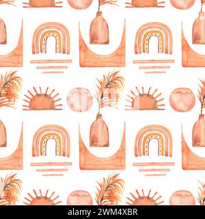 Abstrakte beige Wüstenlandschaft in Aquarellen Stockfoto