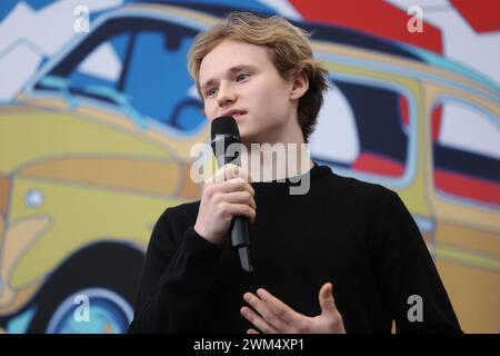 Turin, Italien, Samstag, 24. Februar 2024. Ilia Malinin während der Pressekonferenz Maskottchenpräsentation Turin 2025 in der Sala Trasparenza, Grattacielo Regione Piemonte. Quelle: Mattia Martegani/Alamy Live News Stockfoto