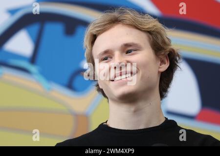 Turin, Italien, Samstag, 24. Februar 2024. Ilia Malinin während der Pressekonferenz Maskottchenpräsentation Turin 2025 in der Sala Trasparenza, Grattacielo Regione Piemonte. Quelle: Mattia Martegani/Alamy Live News Stockfoto