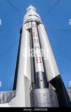 HUNTSVILLE, AL/USA - 10. MÄRZ 2022: Saturn I, US Space & Rocket Center. Stockfoto