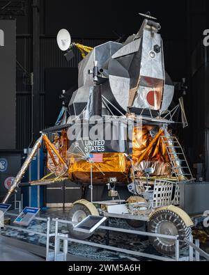 HUNTSVILLE, AL/USA - 10. MÄRZ 2022: Apollo Lunar Module, Davidson Center for Space Exploration, US Space & Rocket Center. Stockfoto