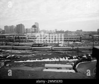 Delaware, Lackawanna und Western Railroad Freight and Rail Yard, Multiple Unit Light Inspection Shed, New Jersey Transit Hoboken Terminal Rail Yard, Hoboken, Hudson County, New Jersey Stockfoto