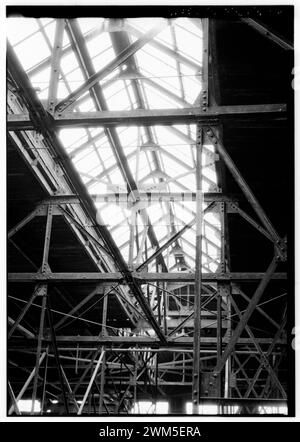 DETAIL, DACHBINDER - Delaware, Lackawanna und Western Railroad Freight and Rail Yard, Multiple Unit Light Inspection Shed, New Jersey Transit Hoboken Terminal Rail Yard Stockfoto